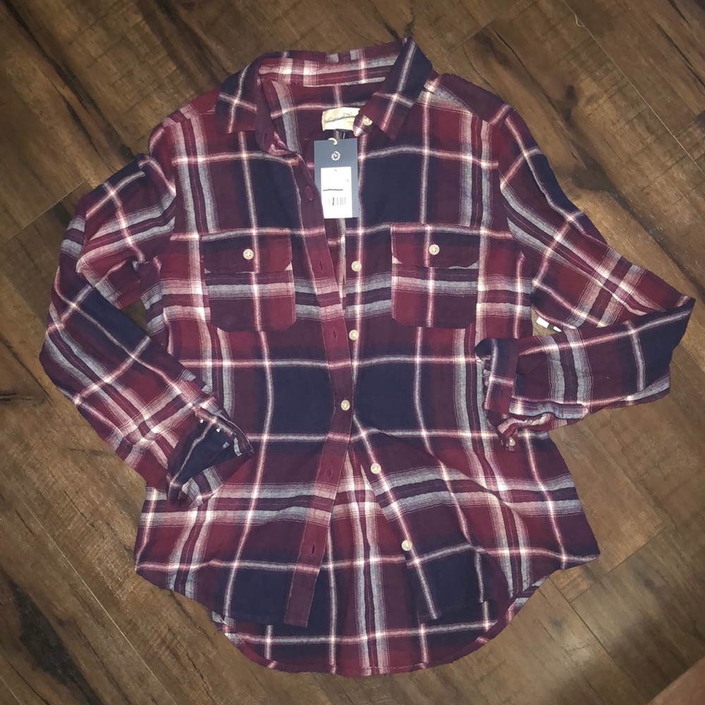Universal Thread Plaid Button Down Blouse - Picture 6 of 8
